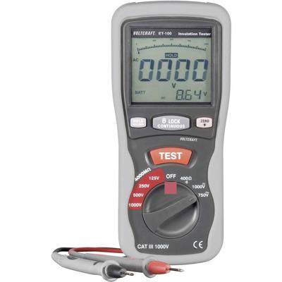 VOLTCRAFT ET-100 Isolatiemeter 125 V, 250 V, 500 V, 1000 V 400 MΩ VOLTCRAFT ET-100 Isolatiemeter 125 V, 250 V, 500 V, 1000 V 400 MΩ