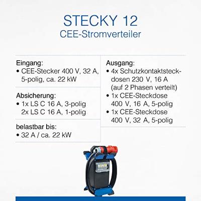 AS Schwabe Stecky 12 60962 CEE-stroomverdeler 400 V 32 A AS Schwabe Stecky 12 60962 CEE-stroomverdeler 400 V 32 A