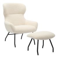 Artistiq Fauteuil 'Ashten' Met hocker, Teddy, kleur Beige - thumbnail