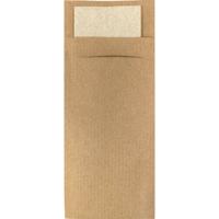 Bestekzakje IEZZY 190x85mm kraft met gerecycled servet 500st - thumbnail