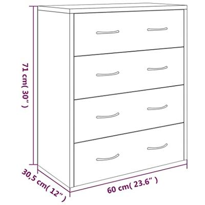 Dressoir met 4 lades 60x30,5x71 cm gerookt eiken