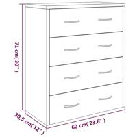 Dressoir met 4 lades 60x30,5x71 cm gerookt eiken - thumbnail