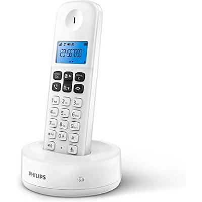 Philips D1612W draadloze vaste telefoon, duo, achtergrondverlichting, HQ-geluid, Agenda 50 nummers, laag stroomverbruik, beller-identificatie, bereik 50 m - 300 m, wit (compatibel: ES, IT, FR)