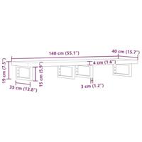 Badkamer wandschap staal en massief acaciahout - thumbnail