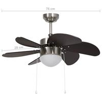 VidaXL Plafondventilator met lamp 76 cm donkerbruin - thumbnail
