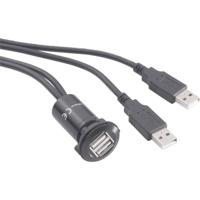 TRU COMPONENTS USB-06-BK Dubbele USB-inbouwbus 2.0 Bus, inbouw, Adapter 2x USB-bus type A naar 2x USB-stekker type A met 60 cm kabel Inhoud: 1 stuk(s) - thumbnail