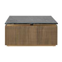 Richmond Vierkante Salontafel 'Ironville' 90cm, kleur goud / zwart marmer - thumbnail