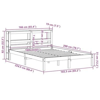 Bedframe met hoofdbord massief grenenhout wasbruin 160x200 cm