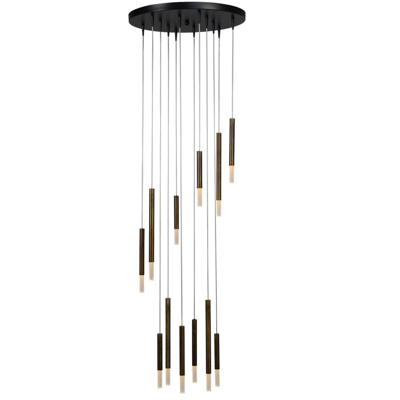 Masterlight Zwarte vide hanglampFlute 12-lichts design cilinders - 2592-10-50-12-DW
