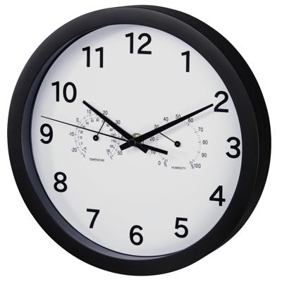 Hama wandklok pure plus ø 25 cm met thermo-/hygrometer geluidsarm zwart