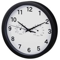 Hama wandklok pure plus ø 25 cm met thermo-/hygrometer geluidsarm zwart - thumbnail