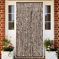 Vliegengordijn 90x200 cm chenille bruin en wit - thumbnail