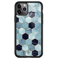 iPhone 11 Pro Max glazen hardcase - Blue cubes - thumbnail
