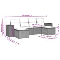 7-delige Loungeset met kussens poly rattan lichtgrijs - thumbnail