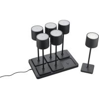 Dimbare LED Tafellamp 1.5W. 6 Lichtpunten. Mat Zwart. Oplaadbaar - thumbnail