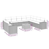 11-delige Tuinset met kussens poly rattan beige - thumbnail