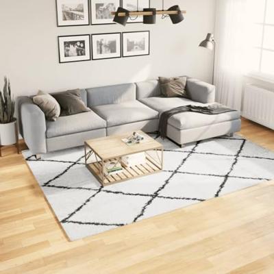 VidaXL Vloerkleed pamplona shaggy hoogpolig 200x280 cm crème en zwart VidaXL Vloerkleed pamplona shaggy hoogpolig 200x280 cm crème en zwart