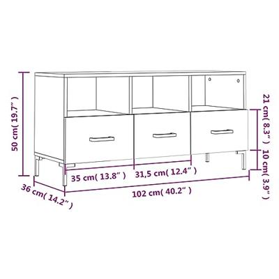 Tv-meubel 102x36x50 cm bewerkt hout gerookt eikenkleurig
