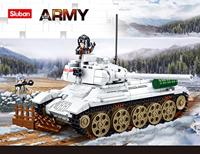Sluban Army T-34/85 Battle Tank bouwstenen set - wit (M38-B0978) - thumbnail