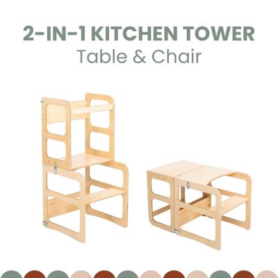 2-in-1 transformeerbare keukentoren - tafel- en stoelenset 2-in-1 transformeerbare keukentoren - tafel- en stoelenset