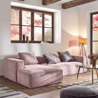 3-zitsbank Blok corduroy roze met chaise longue links 300 cm - thumbnail