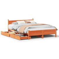 Bedframe zonder matras massief grenenhout wasbruin 135x190 cm - thumbnail