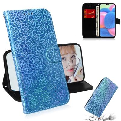 Voor Galaxy A50s effen kleur kleurrijke magnetische Buckle horizontale Flip PU lederen draagtas met houder & kaartsleuven & portemonnee & Lanyard (bla
