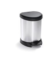 Curver decobin ovalen pedaalemmer 5l zilver/zwart - thumbnail