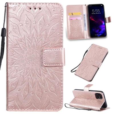 Gedrukt afdrukken zonnebloem patroon horizontale Flip PU lederen case voor iPhone 11 met houder & kaartsleuven & portemonnee & Lanyard