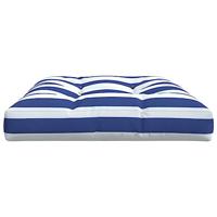 VidaXL Palletkussen gestreept 120x80x12 cm stof blauw en wit - thumbnail