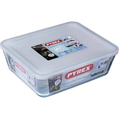 Pyrex schaal met deksel 27x23cm glas