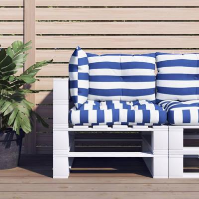 Palletkussens 3 st gestreept oxford stof wit en blauw Palletkussens 3 st gestreept oxford stof wit en blauw