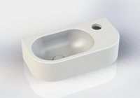 Royal plaza Person fontein 40x20x10cm - afgerond - ComforStone - kraangat rechts - mat wit 1563070 - thumbnail