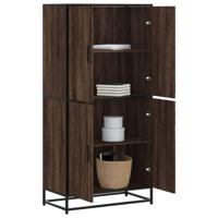 Hoge kast 68x35x139 cm bewerkt hout bruin eikenkleurig - thumbnail