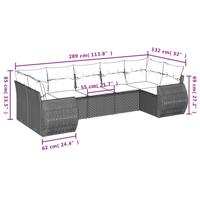 7-delige Loungeset met kussens poly rattan zwart - thumbnail