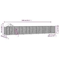 Hondenkennel met dak 14x2x2,5 m gegalvaniseerd staal zilver - thumbnail
