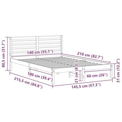 Bedframe met hoofdeinde Bruin 140 x 210 cm Massief grenenhout