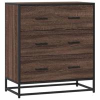 Dressoir 68x35x76 cm bewerkt hout en metaal bruin eikenkleur - thumbnail