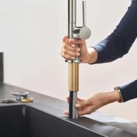 Hansgrohe Talis M54 ééngreeps keukenmengkraan 210 met uittrekbare uitloop en sBox, rvs look - thumbnail