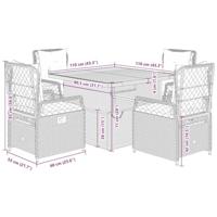 5-delige Tuinset met kussens poly rattan zwart - thumbnail