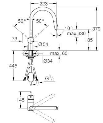 GROHE Minta Keukenkraan - hoog - draaibare/uittrekbare uitloop - 2 straalsoorten - supersteel geborsteld 32321DC2 - thumbnail