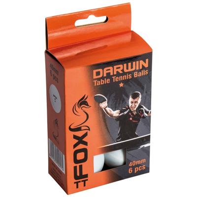 Fox TT tafeltennisballen Darwin 1 Star 40 mm wit 6 stuks Fox TT tafeltennisballen Darwin 1 Star 40 mm wit 6 stuks