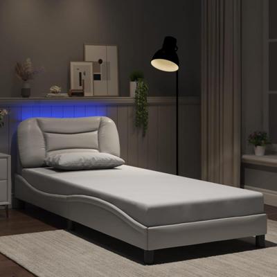 Bedframe met LED-verlichting kunstleer wit 90x200 cm
