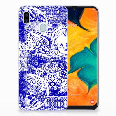 Silicone Back Case Samsung Galaxy A30 Angel Skull Blauw