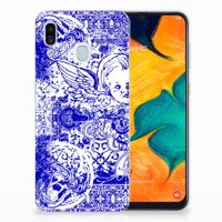 Silicone Back Case Samsung Galaxy A30 Angel Skull Blauw - thumbnail