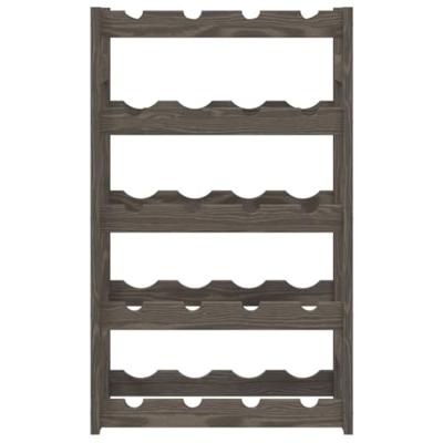 Wijnrek voor 20 flessen massief grenenhout grijs