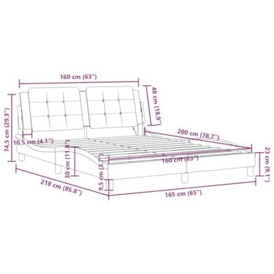 Bedframe met LED-verlichting kunstleer wit en zwart 160x200 cm