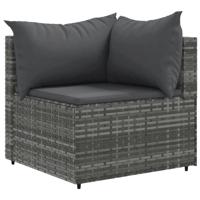 7-delige Loungeset met kussens poly rattan grijs - thumbnail