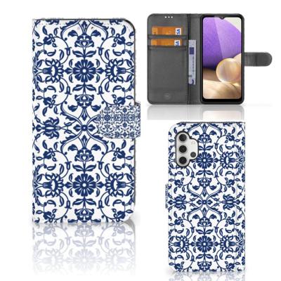 Samsung Galaxy A32 4G Hoesje Flower Blue Samsung Galaxy A32 4G Hoesje Flower Blue