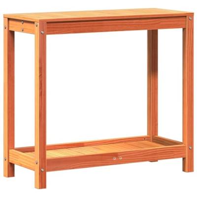 VidaXL Oppottafel met schap 82,5x35x75 cm massief grenenhout wasbruin